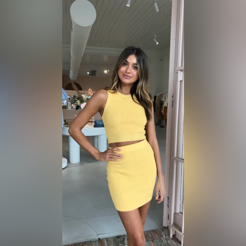 Bec And Bridge Lemon Squeezy Knit Mini Crop Top In Sunray